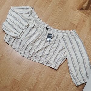 Torrid Cream and Black Striped Top Plus Size 4